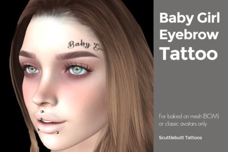 Second Life Marketplace - .::Scuttlebutt::. Baby Girl Eyebrow Tattoo